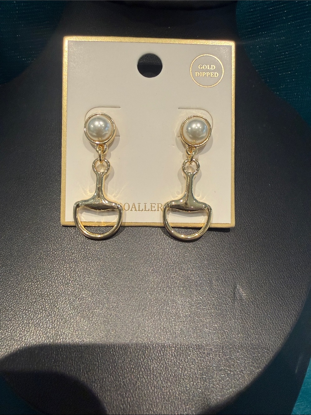Gold Dipped Horse bit Fashion Earrings with Pearl